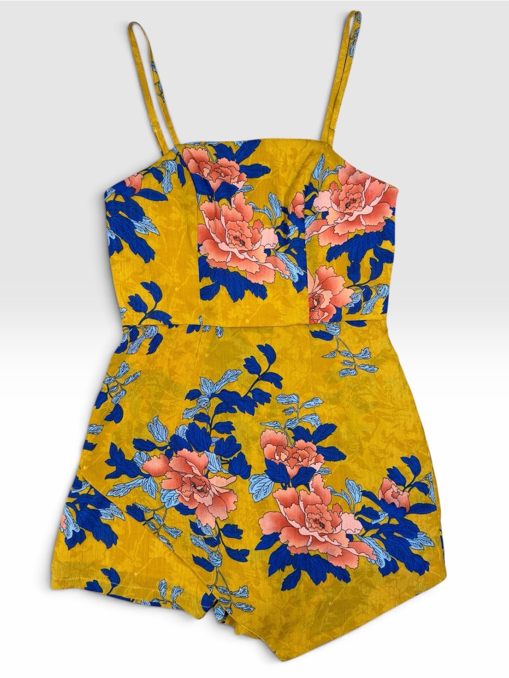 Selfie Leslie Floral Skort Romper Yellow Blue Pink Size Small